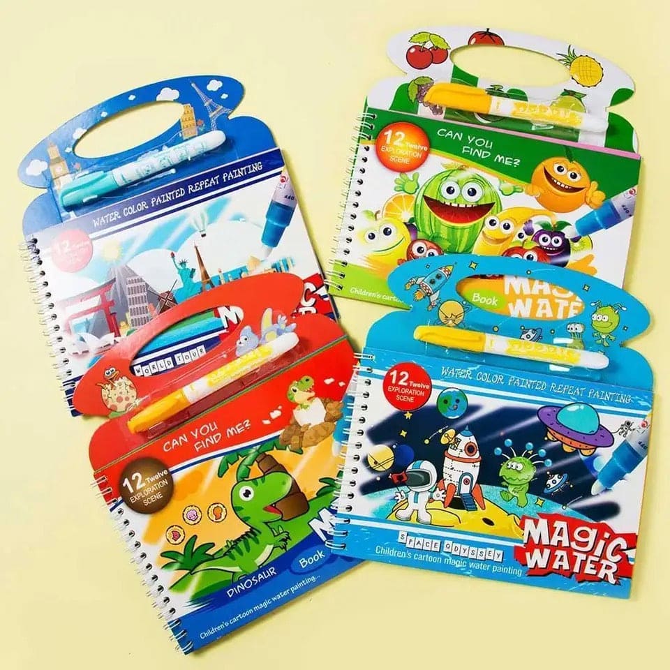 Reusable Magic Water Book, Creative Children Magical Drawing Books with Pen, Water Reveal Activity Book for Kid, Painting Color Wonder Coloring Book, Child Educational Toy Magic Book Water Painting Reusable Magic Water Book, Creative Children Magical Drawing Books with Pen, Water Reveal Activity Book for Kid, Painting Color Wonder Coloring Book, Child Educational Toy Magic Book Water Painting